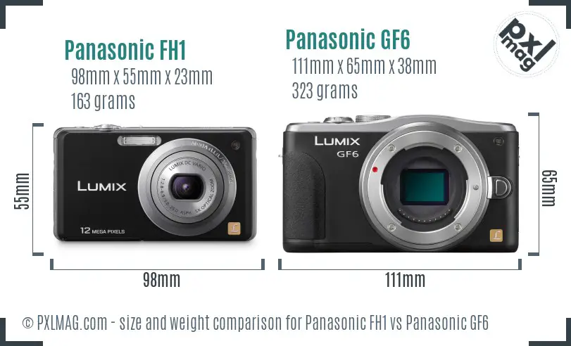 Panasonic FH1 vs Panasonic GF6 size comparison