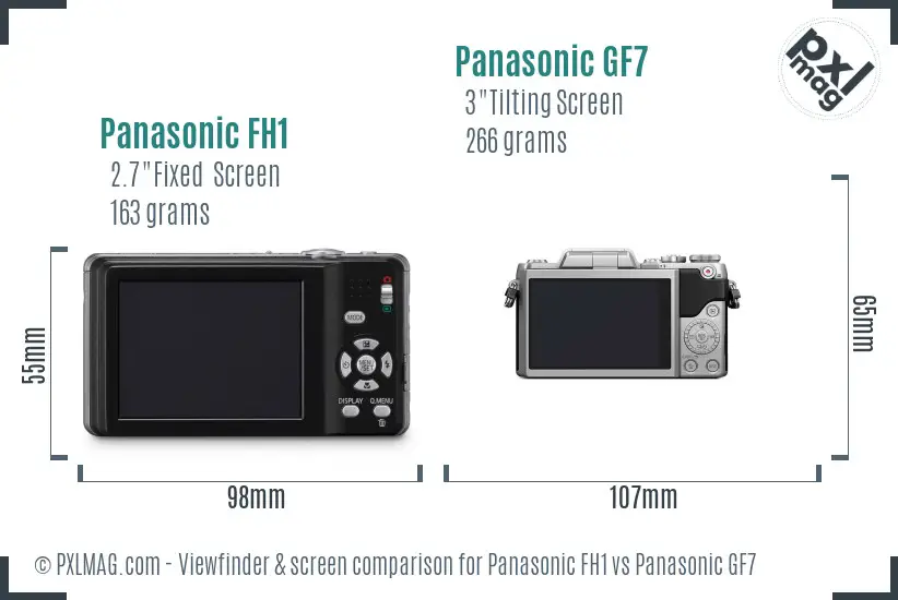 Panasonic FH1 vs Panasonic GF7 Screen and Viewfinder comparison