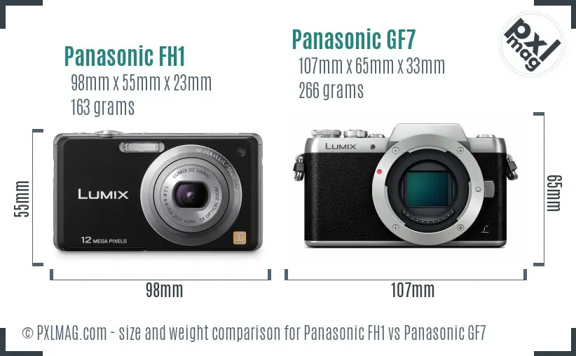 Panasonic FH1 vs Panasonic GF7 size comparison