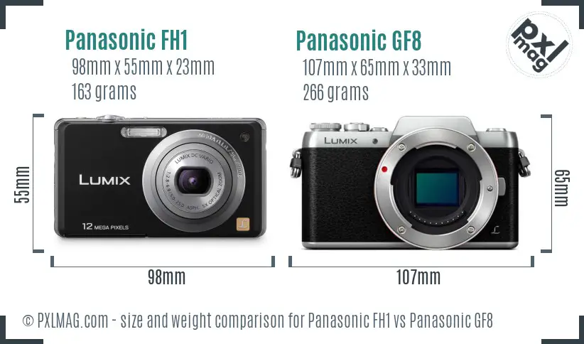 Panasonic FH1 vs Panasonic GF8 size comparison