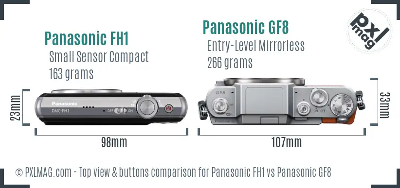 Panasonic FH1 vs Panasonic GF8 top view buttons comparison