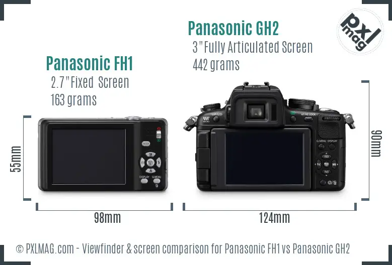 Panasonic FH1 vs Panasonic GH2 Screen and Viewfinder comparison