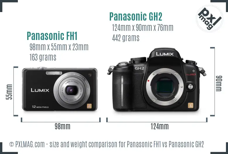 Panasonic FH1 vs Panasonic GH2 size comparison