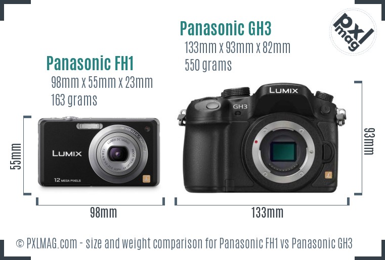 Panasonic FH1 vs Panasonic GH3 size comparison