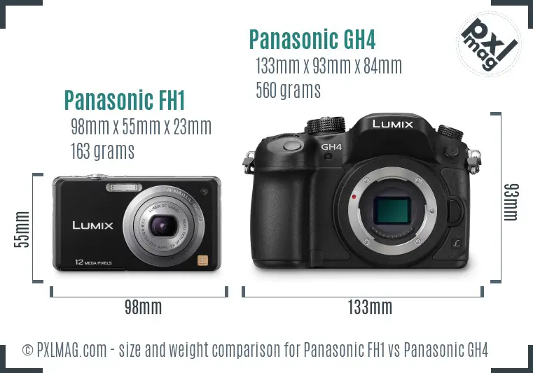 Panasonic FH1 vs Panasonic GH4 size comparison