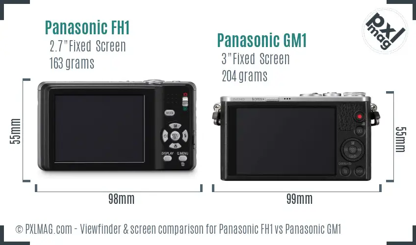 Panasonic FH1 vs Panasonic GM1 Screen and Viewfinder comparison