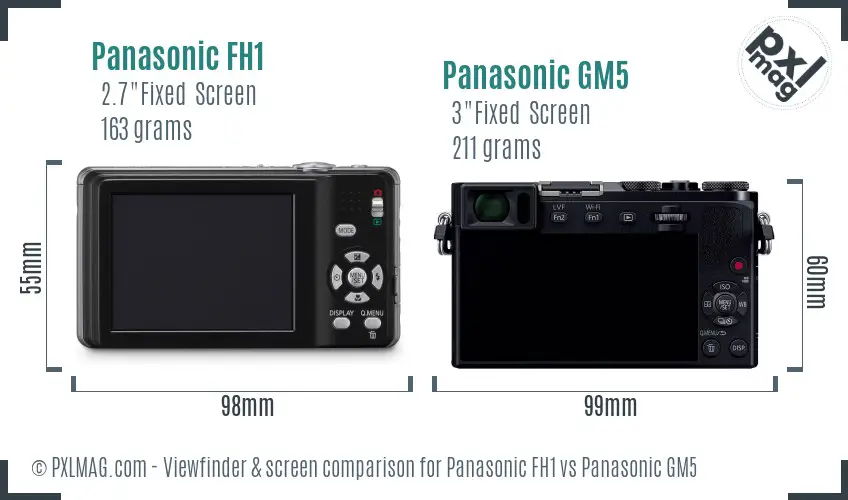 Panasonic FH1 vs Panasonic GM5 Screen and Viewfinder comparison