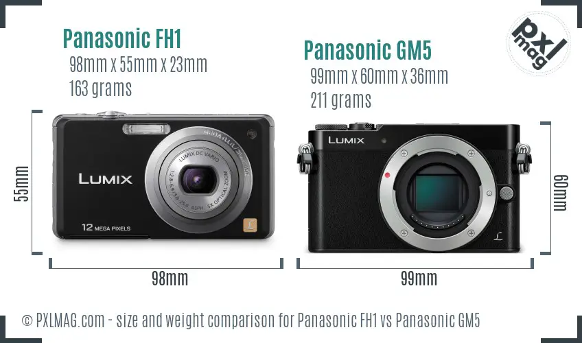 Panasonic FH1 vs Panasonic GM5 size comparison