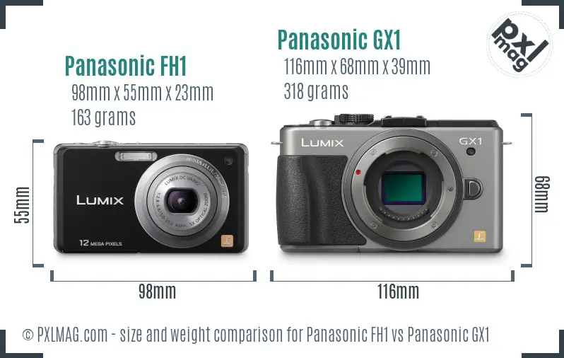 Panasonic FH1 vs Panasonic GX1 size comparison