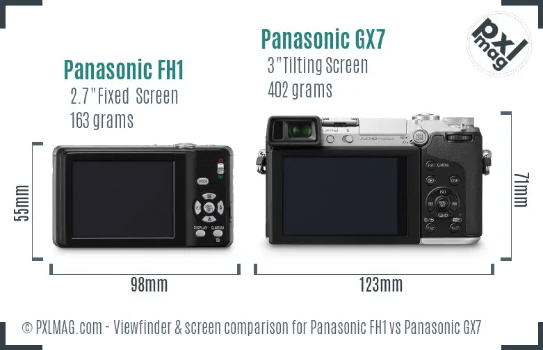Panasonic FH1 vs Panasonic GX7 Screen and Viewfinder comparison