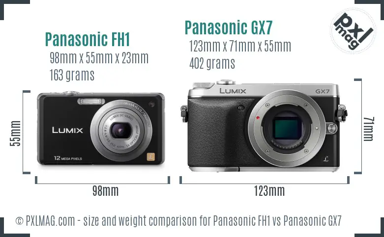 Panasonic FH1 vs Panasonic GX7 size comparison