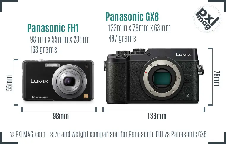 Panasonic FH1 vs Panasonic GX8 size comparison