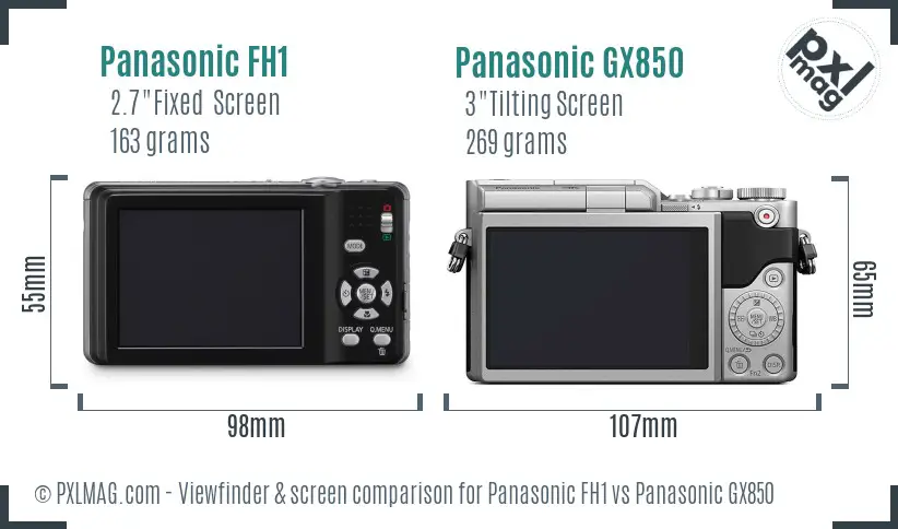 Panasonic FH1 vs Panasonic GX850 Screen and Viewfinder comparison Panasonic FH1 vs Panasonic GX850 Screen and Viewfinder comparison