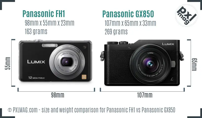 Panasonic FH1 vs Panasonic GX850 size comparison Panasonic FH1 vs Panasonic GX850 size comparison