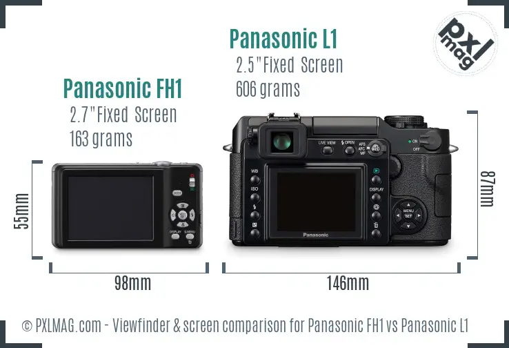 Panasonic FH1 vs Panasonic L1 Screen and Viewfinder comparison