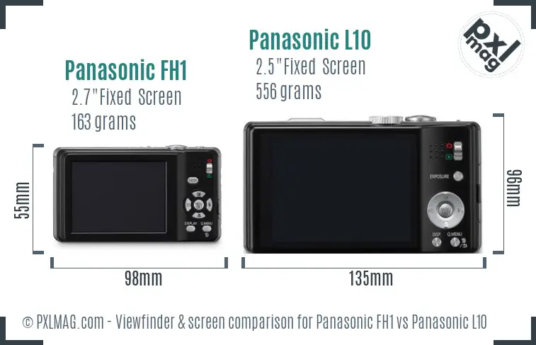 Panasonic FH1 vs Panasonic L10 Screen and Viewfinder comparison