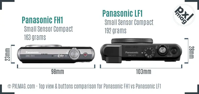 Panasonic FH1 vs Panasonic LF1 top view buttons comparison