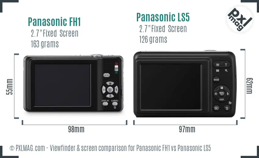 Panasonic FH1 vs Panasonic LS5 Screen and Viewfinder comparison