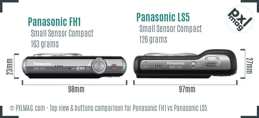 Panasonic FH1 vs Panasonic LS5 top view buttons comparison