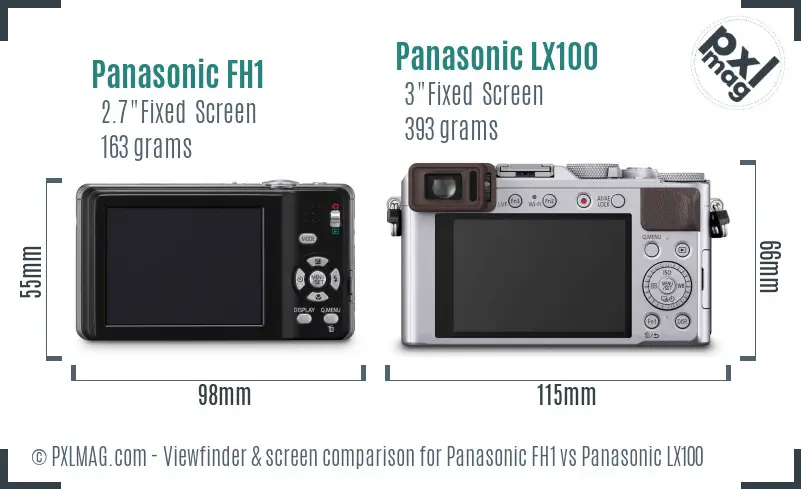 Panasonic FH1 vs Panasonic LX100 Screen and Viewfinder comparison