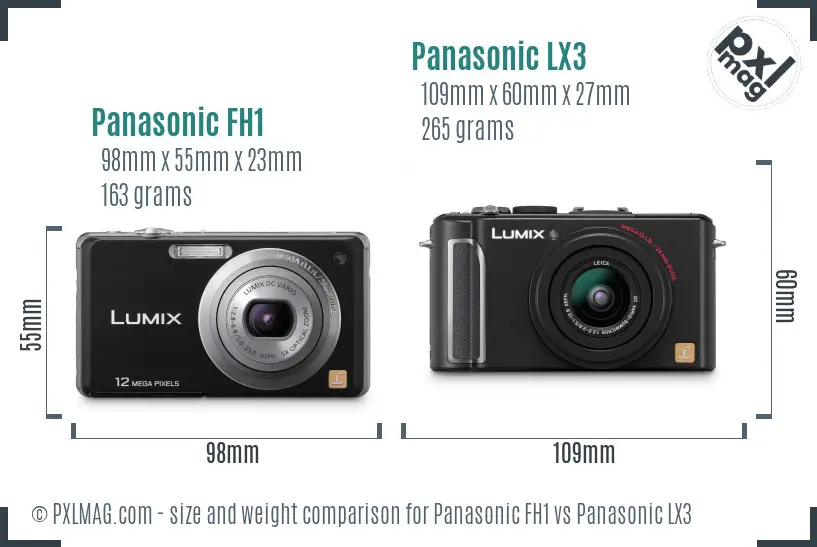 Panasonic FH1 vs Panasonic LX3 size comparison
