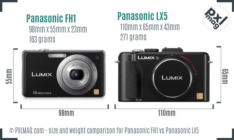 Panasonic FH1 vs Panasonic LX5 size comparison