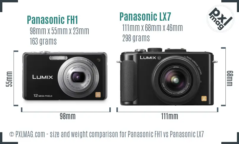 Panasonic FH1 vs Panasonic LX7 size comparison