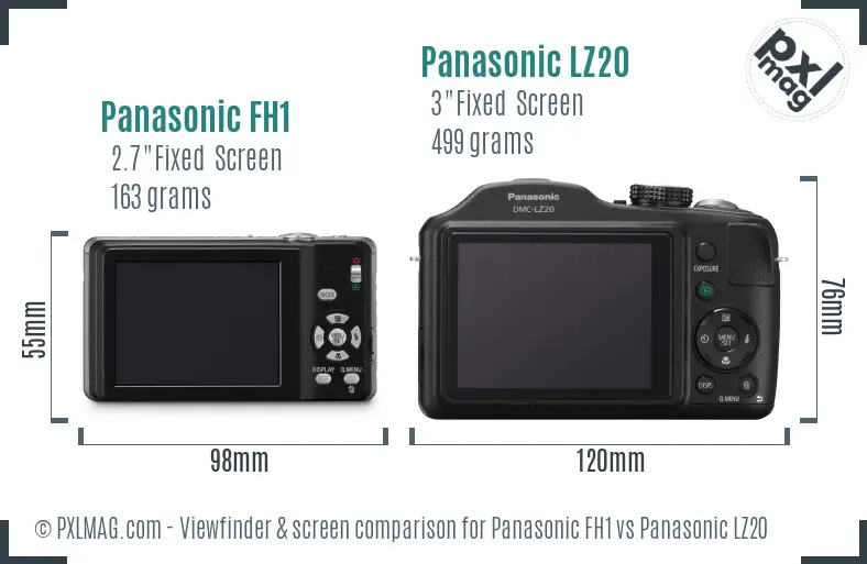 Panasonic FH1 vs Panasonic LZ20 Screen and Viewfinder comparison