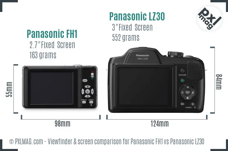 Panasonic FH1 vs Panasonic LZ30 Screen and Viewfinder comparison