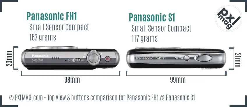 Panasonic FH1 vs Panasonic S1 top view buttons comparison