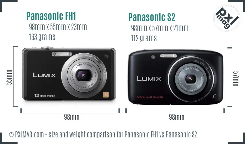 Panasonic FH1 vs Panasonic S2 size comparison