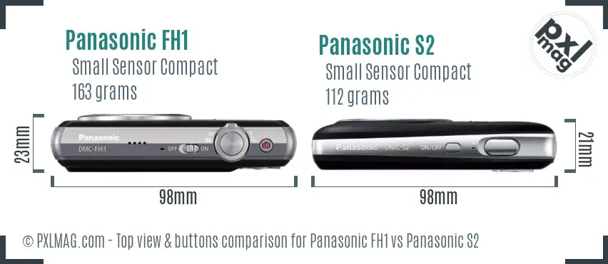 Panasonic FH1 vs Panasonic S2 top view buttons comparison
