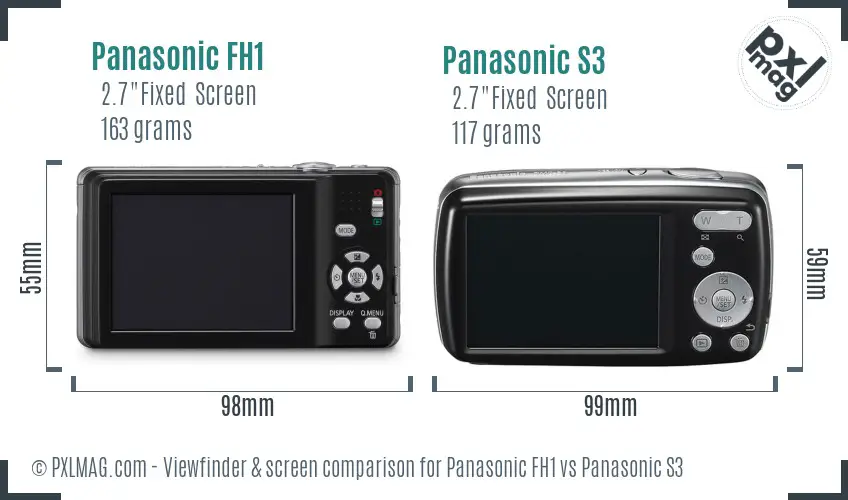 Panasonic FH1 vs Panasonic S3 Screen and Viewfinder comparison