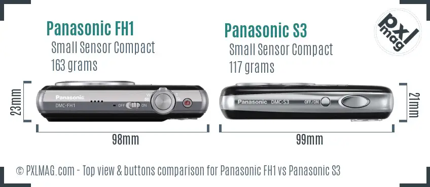 Panasonic FH1 vs Panasonic S3 top view buttons comparison