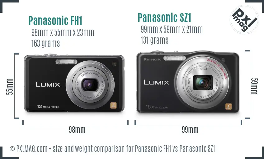 Panasonic FH1 vs Panasonic SZ1 size comparison