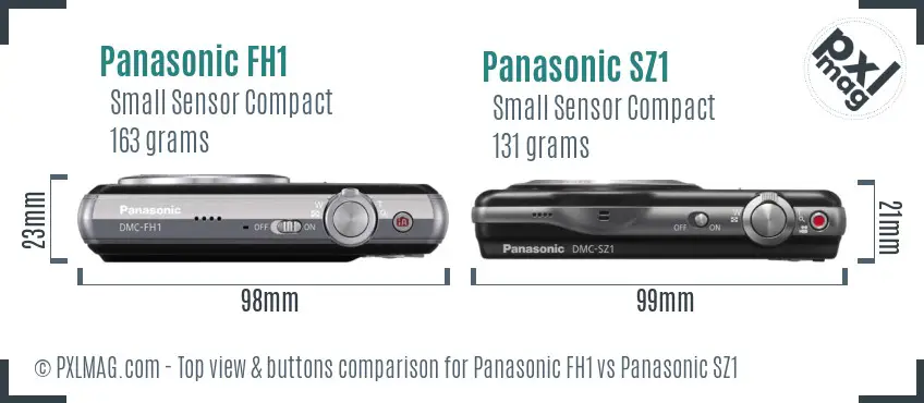 Panasonic FH1 vs Panasonic SZ1 top view buttons comparison