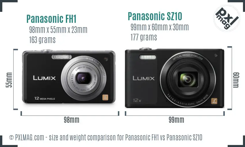 Panasonic FH1 vs Panasonic SZ10 size comparison