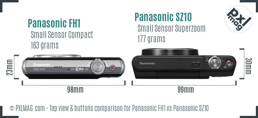 Panasonic FH1 vs Panasonic SZ10 top view buttons comparison