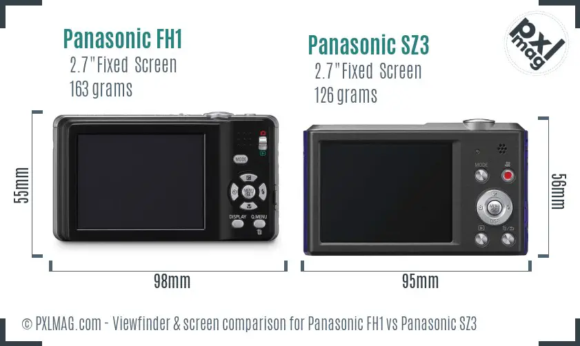 Panasonic FH1 vs Panasonic SZ3 Screen and Viewfinder comparison