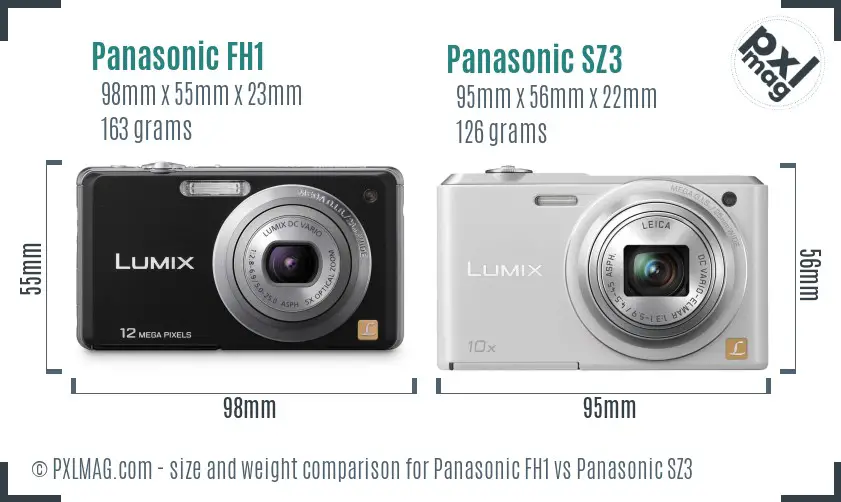 Panasonic FH1 vs Panasonic SZ3 size comparison