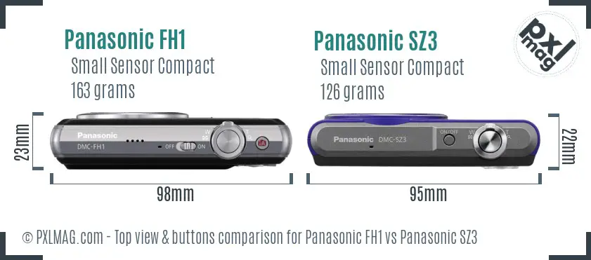 Panasonic FH1 vs Panasonic SZ3 top view buttons comparison