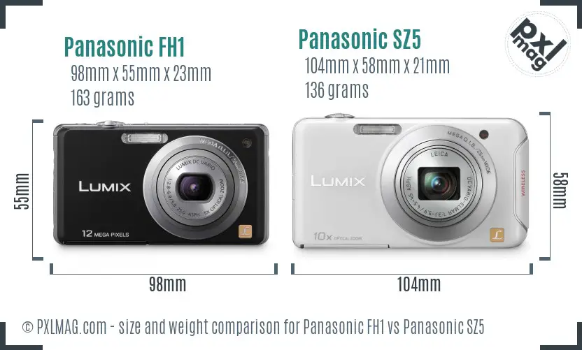 Panasonic FH1 vs Panasonic SZ5 size comparison