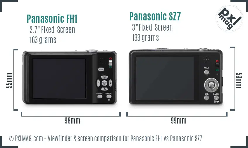 Panasonic FH1 vs Panasonic SZ7 Screen and Viewfinder comparison