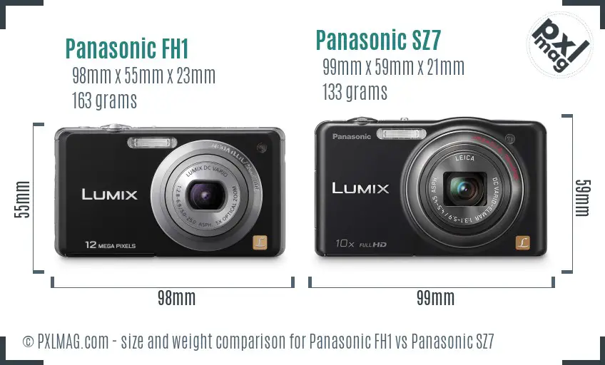 Panasonic FH1 vs Panasonic SZ7 size comparison