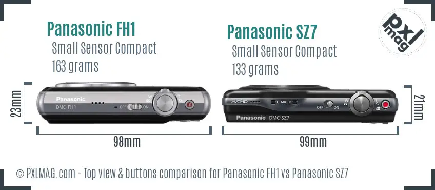 Panasonic FH1 vs Panasonic SZ7 top view buttons comparison