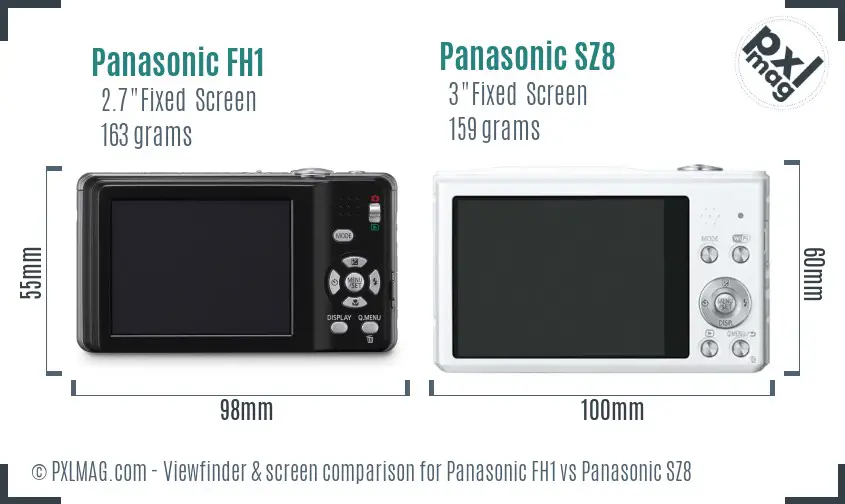Panasonic FH1 vs Panasonic SZ8 Screen and Viewfinder comparison Panasonic FH1 vs Panasonic SZ8 Screen and Viewfinder comparison