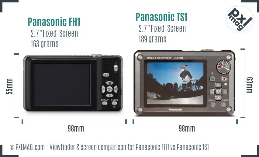 Panasonic FH1 vs Panasonic TS1 Screen and Viewfinder comparison
