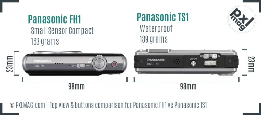 Panasonic FH1 vs Panasonic TS1 top view buttons comparison