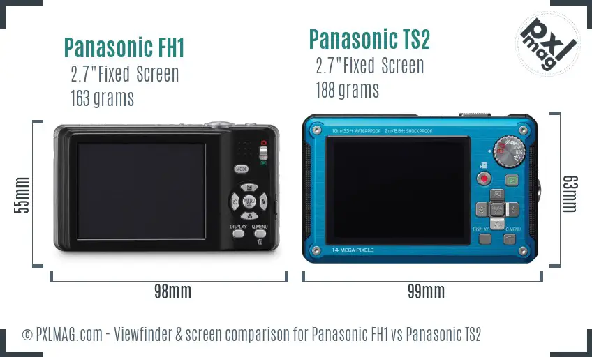 Panasonic FH1 vs Panasonic TS2 Screen and Viewfinder comparison