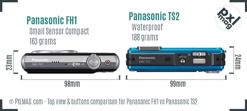 Panasonic FH1 vs Panasonic TS2 top view buttons comparison